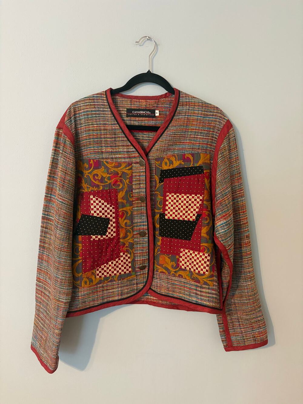Vintage 90s Canvasbacks quilted patchwork jacket, womens size M